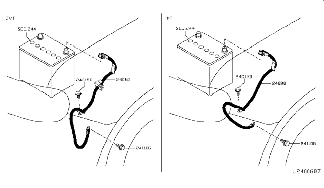 2014 Nissan Cube Cable Assy-Battery Earth Diagram for 24080-1FD0B