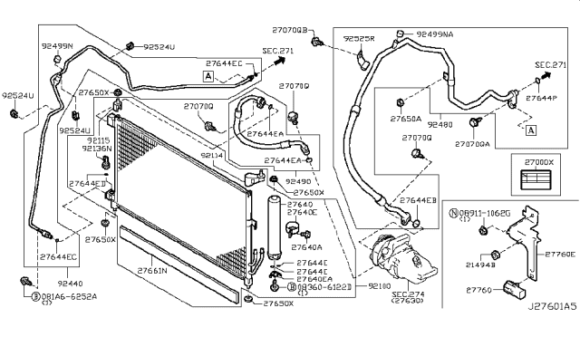 2011 Nissan Cube Condenser,Liquid Tank & Piping Diagram 1