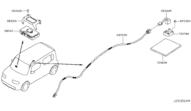 2011 Nissan Cube Adapter Assy-Telephone Diagram for 28388-1EA3B