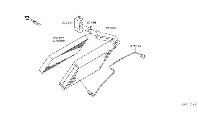 2009 Nissan Cube EVAPOLATOR Assembly-Front Diagram for 27280-1FC0A