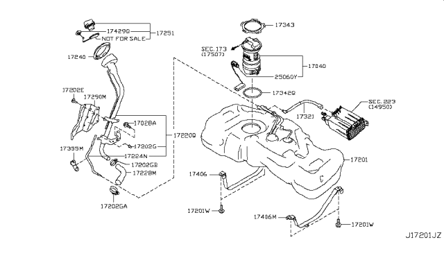 2010 Nissan Cube PROTECOR Filler Tube Diagram for 17290-1FC0A