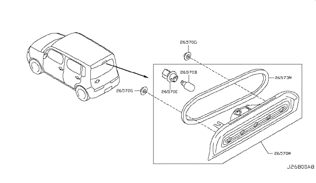 2012 Nissan Cube Lamp Assembly-Stop Diagram for 26590-1FA0A