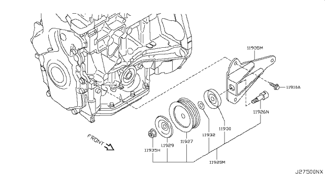 2010 Nissan Cube PULLEY IDLER Diagram for 11925-JD20A