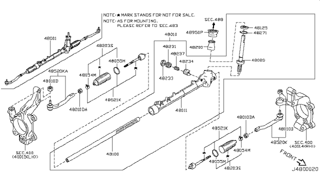 2010 Nissan Cube Housing Steering Diagram for 48011-1FC0B