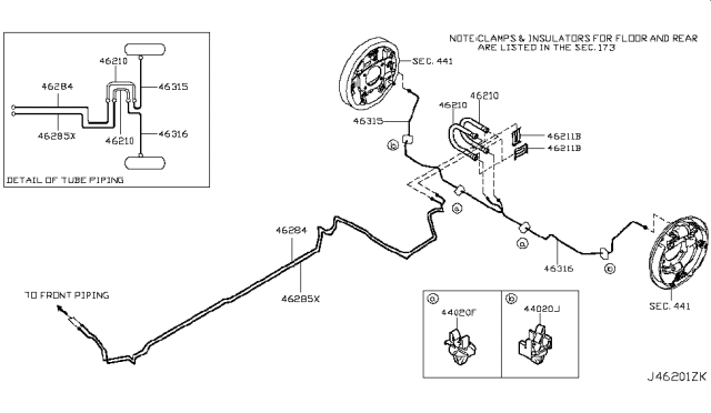 2013 Nissan Cube Tube-Brake Rear RH Diagram for 46315-1FC0A