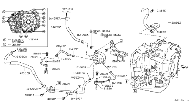 2013 Nissan Cube Auto Transmission,Transaxle & Fitting Diagram 3