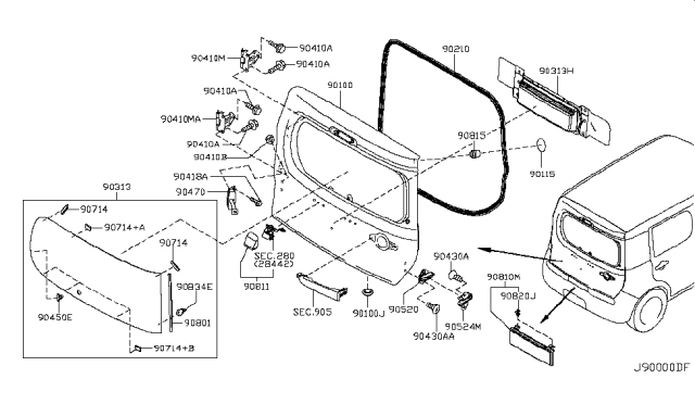 2010 Nissan Cube Rubber Bumper Diagram for 80896-CN010
