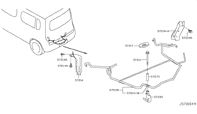 2013 Nissan Cube Hook Assy-Spare Wheel Diagram for 57230-1FC0A
