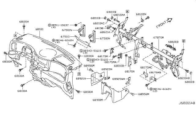 2011 Nissan Cube Protector Assembly-Knee,LH Lower Diagram for 67503-1FC0A