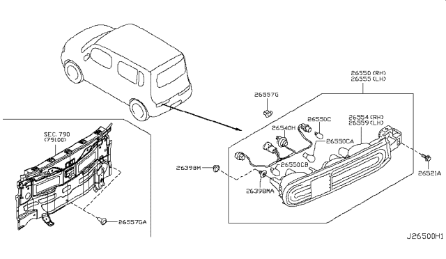 2012 Nissan Cube Clip Diagram for 26398-CA00B