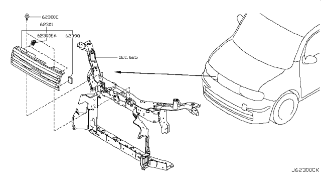 2009 Nissan Cube Grille Radiator Diagram for F2310-1A17A