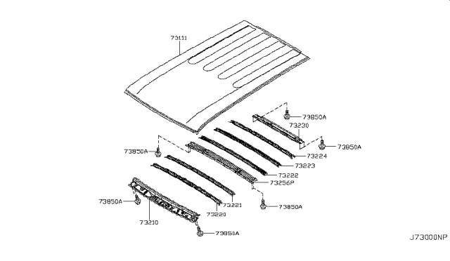 2011 Nissan Cube Roof Panel & Fitting Diagram