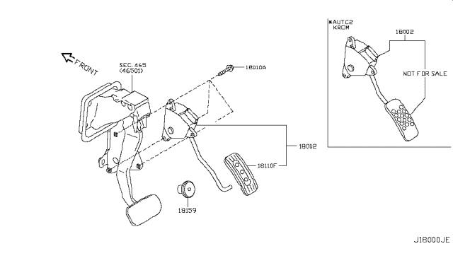 2013 Nissan Cube Pad - Accelerator Pedal Diagram for 18016-1JY0B