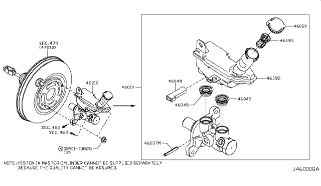 2014 Nissan Cube Cylinder Brake Master Diagram for D6010-1FE2C