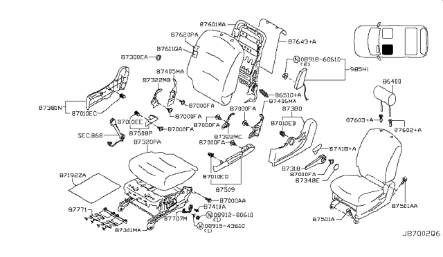 2011 Nissan Cube Front Seat Diagram 4