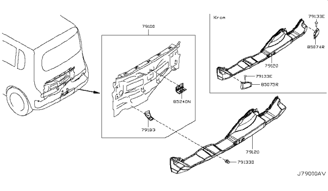 2011 Nissan Cube Rear,Back Panel & Fitting Diagram 1