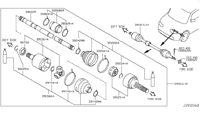 2010 Nissan Cube Front Drive Shaft (FF) Diagram 3