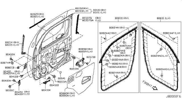 2009 Nissan Cube WEATHERSTRIP Front Door LH Diagram for 80831-1FA0A