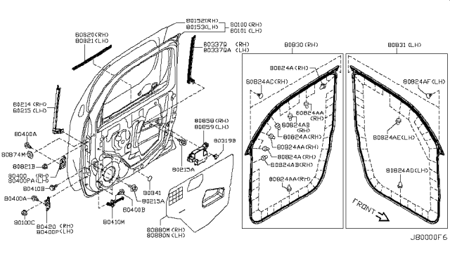 2011 Nissan Cube Front Door Panel & Fitting Diagram