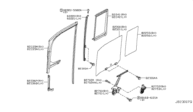 2013 Nissan Cube Motor Assembly - Regulator, LH Diagram for 82730-CV01B