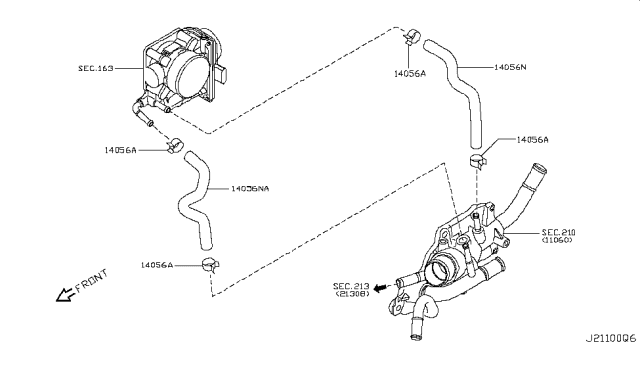 2012 Nissan Cube Hose-Water Diagram for 14056-1FD0D