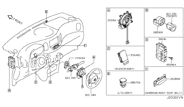 2009 Nissan Cube Buzzer Assy Diagram for 25640-1FA0B