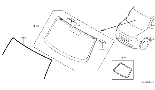 2014 Nissan Cube Front Windshield Diagram