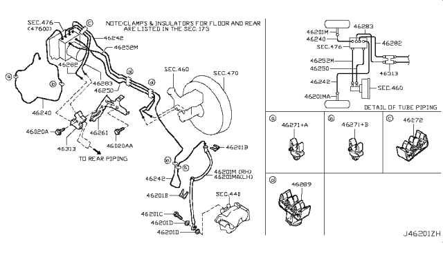 2014 Nissan Cube Tube Assembly Brake, Rear Master Cylinder Diagram for 46252-1FE0D