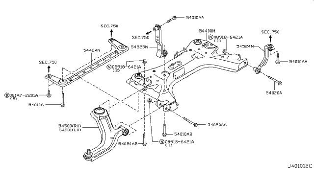 2014 Nissan Cube Link Complete-Front Suspension Upper Diagram for 54525-ED001