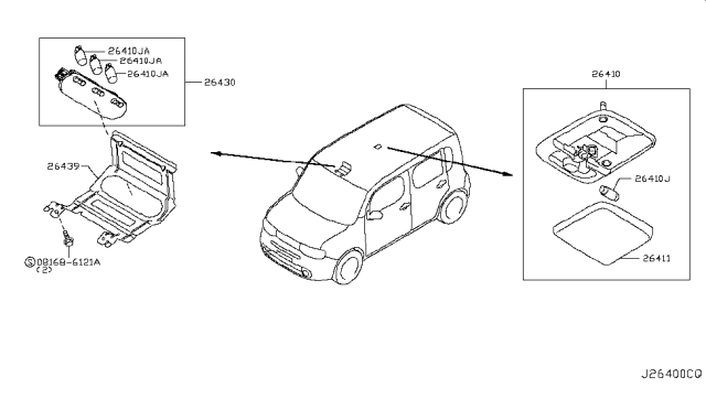 2009 Nissan Cube Bracket-Map Lamp Diagram for 26439-1FA0A