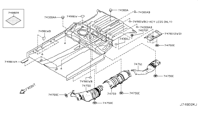 2009 Nissan Cube INSULATOR - Heat, Rear Floor Diagram for 74761-1FC0A