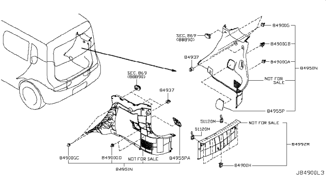 2014 Nissan Cube Trunk & Luggage Room Trimming Diagram 1