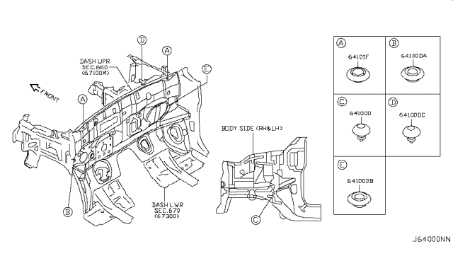 2014 Nissan Cube Hood Ledge & Fitting Diagram 2