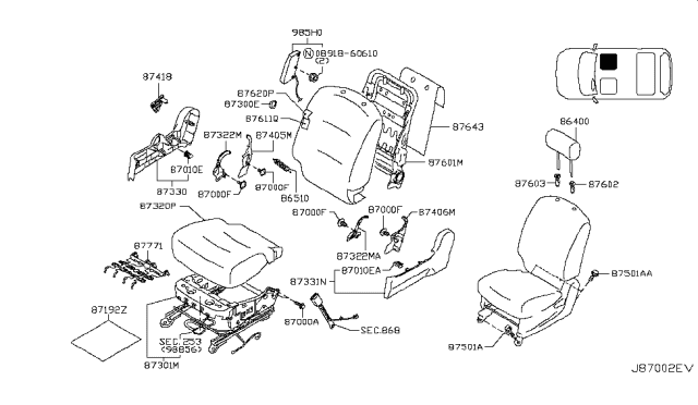 2010 Nissan Cube Front Seat Diagram 8