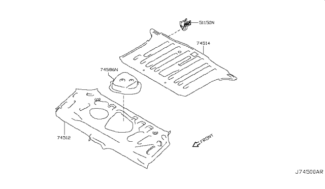 2012 Nissan Cube Hook-Rear Tie Down Diagram for 51150-1FC0A