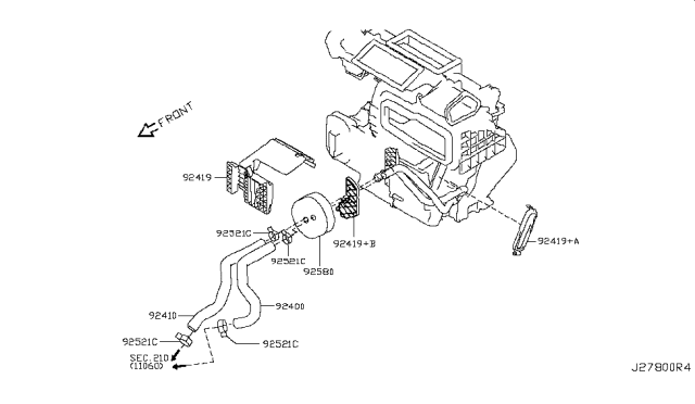 2009 Nissan Cube Hose-Heater, Outlet Diagram for 92410-ED800