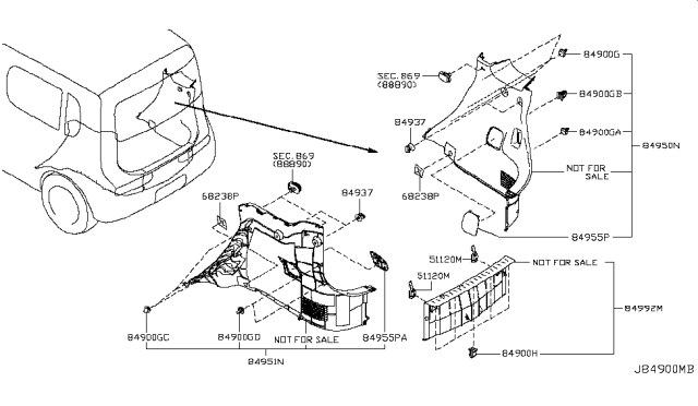 2013 Nissan Cube Hook Assembly - Rear Diagram for 74932-1FA0B