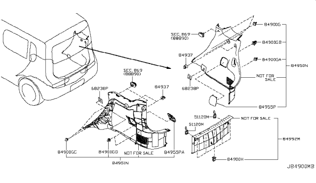 2013 Nissan Cube Plate Luggage Rear Diagram for 84992-1FC5B