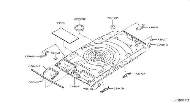 2012 Nissan Cube Headlining Assy Diagram for 73910-1FU4A