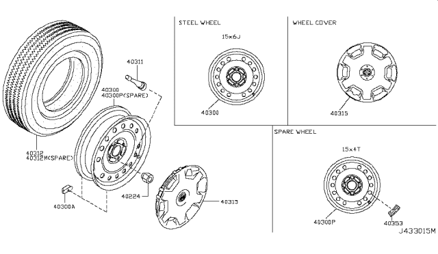 2009 Nissan Cube Spare Tire Wheel Assembly Diagram for 40300-1FE0A