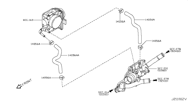 2013 Nissan Cube Hose-Water Diagram for 14056-1FD0E