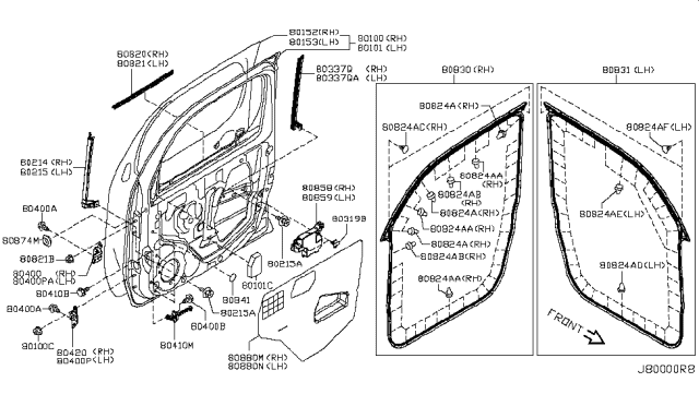 2014 Nissan Cube Screen Seal Front LH Diagram for 80861-1FA1A