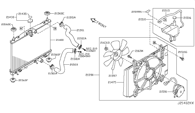 2011 Nissan Cube Radiator,Shroud & Inverter Cooling Diagram 1