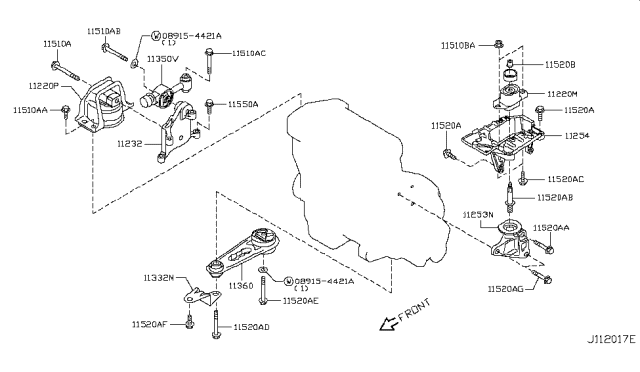 2012 Nissan Cube Engine & Transmission Mounting Diagram 2