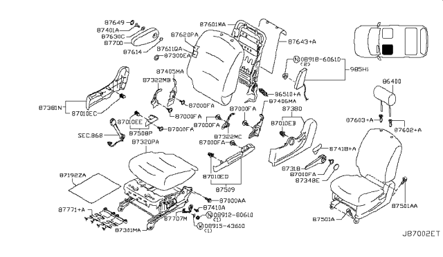 2010 Nissan Cube Front Seat Diagram 4