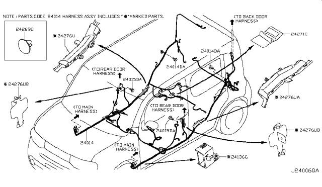 2009 Nissan Cube Harness-Body Diagram for 24014-1FC0D