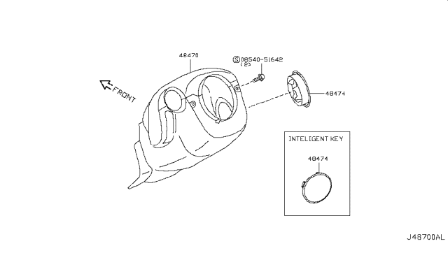 2011 Nissan Cube Steering Column Shell Cover Diagram