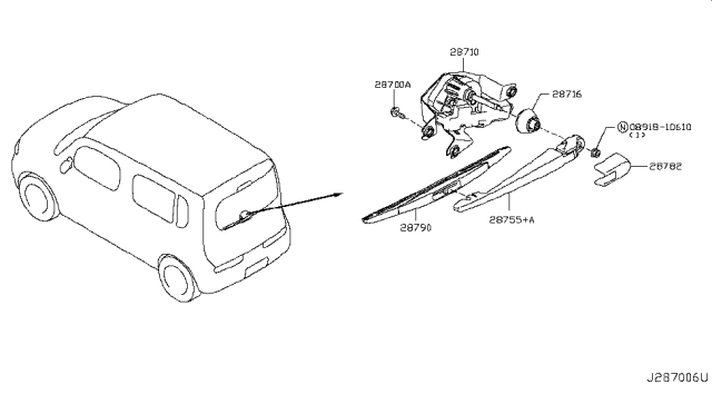 2010 Nissan Cube Rear Window Wiper Diagram