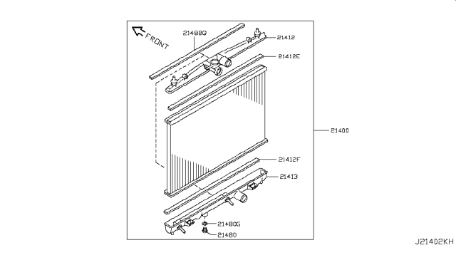 2010 Nissan Cube Seal Packing Radiator Diagram for 21414-1FD0A