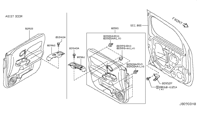 2010 Nissan Cube Front Door Trimming Diagram